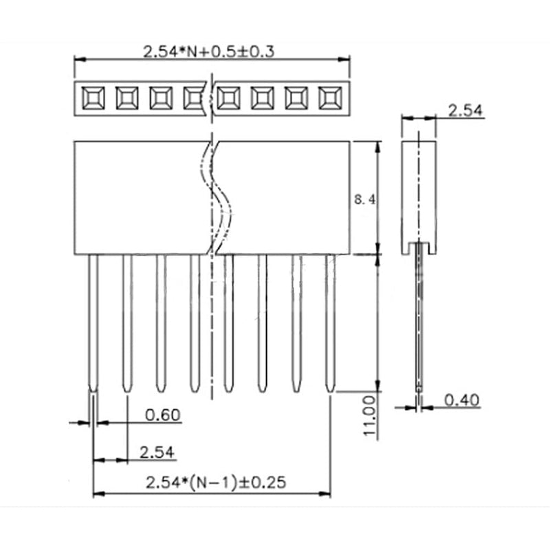 [Australia - AusPower] - PENGLIN 1 x 40 2.54 mm Pitch Single Row Female Pin Header PCB Soldering Single Row Pins Length 11 mm for Breadboard and Electronics DIY Pack of 10 1 x 40 pin 