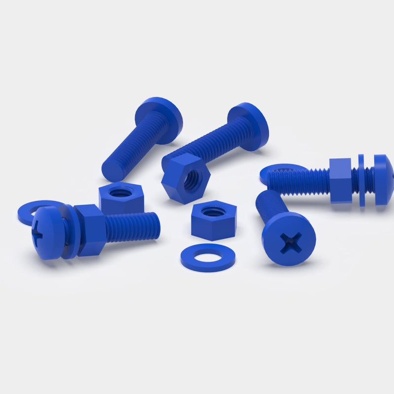 [Australia - AusPower] - 20 x Blue Pan Head Screws Polypropylene (PP) Plastic Nuts and Bolts, M5 x 20mm, Washers, (13/64 x 25/32 in) 