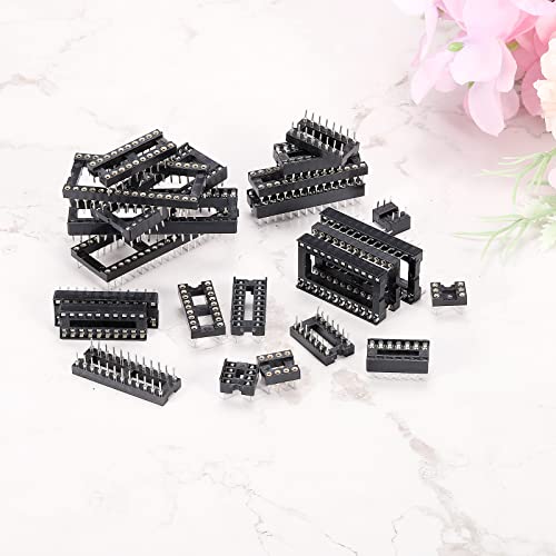 sourcing map Pack of 30 6-Pin DIP IC Sockets, Square Dip-IC Sockets, 2.54 mm Pitch Socket Adapter, Solder Connection for PCB Soldering Perforated Grid Board, Black 6p