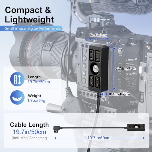 Alvin's Cables Dtap Splitter with Screw Power Cable for V-Mount|Gold-Mount Battery, Dtap Male to 4 Port D Tap Female Splitter Hub for ARRI RED Teradek SmallHD SmallRig 40cm/15.7in 40cm/15.7in Cable with Screw