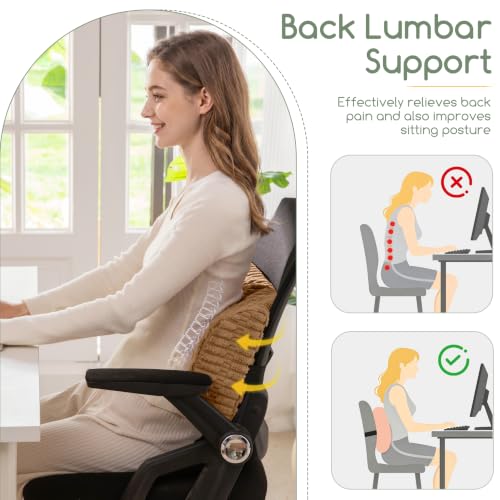 Lumbar Support Pillow for Recliner Chair/Office Chair/Couch, Memory Foam Back Support Cushion with Adjustable Strap, Recliner Cushions for Lower Back Pain Relief, Sleeping, Washable Cover, Brown Large