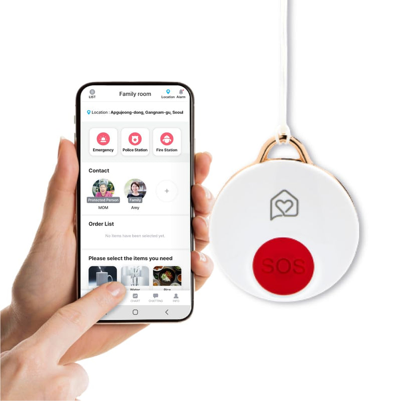 [Australia - AusPower] - SOS Emergency Alert Button for Elderly, Bluetooth Panic Button with App Alert – Lone Worker & Senior Safety Device 