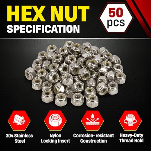 Chenango Supply 3/8-16 Stainless Steel Nylon Insert Lock Nuts 3/8-16 NYLOCK