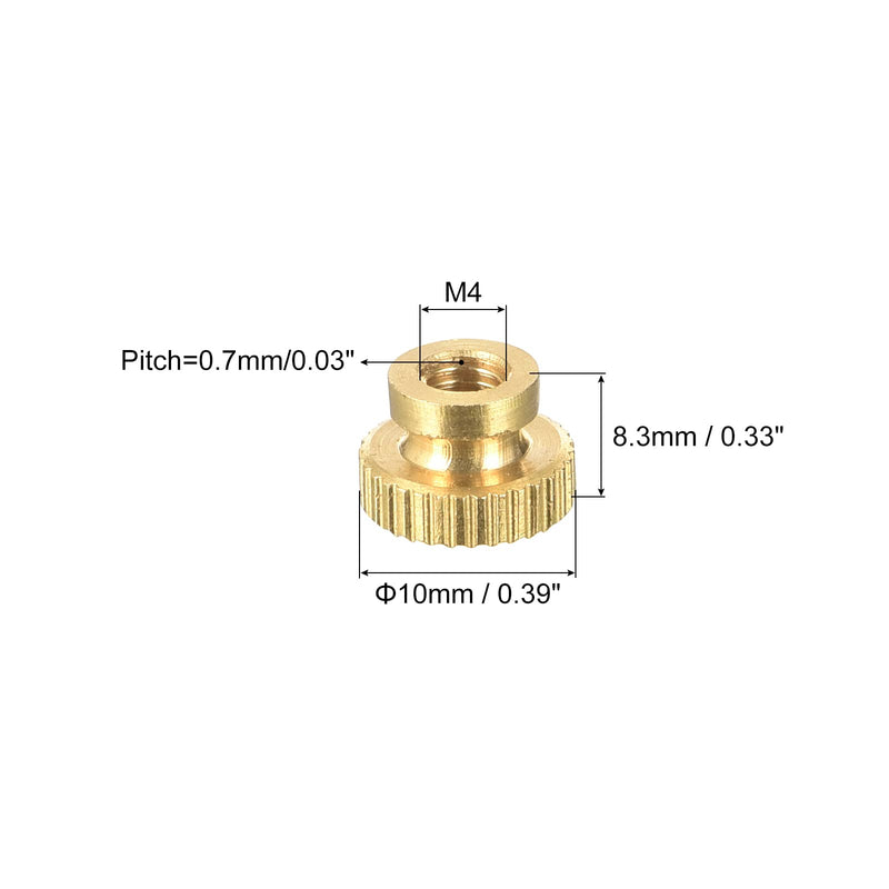 [Australia - AusPower] - uxcell Brass Knurled Thumb Nuts, M4x0.7mm Round Stepped Knobs Fasteners for 3D Printer, Electronic Equipment 4Pcs 4 