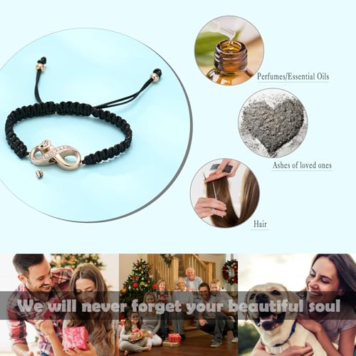 Infinity Urn Bracelet for Ashes Cremation Jewelry Stainless Steel Adjustable Braided Rope Bracelets Memorial Bangles Ash Holder for Human Pets Keepsake Jewelry for Loved Ones with Fill Tool Rose Gold