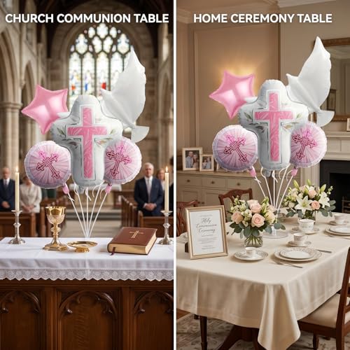 First Holy Communion Decorations - Religious Theme Foil Balloons Set Dove
