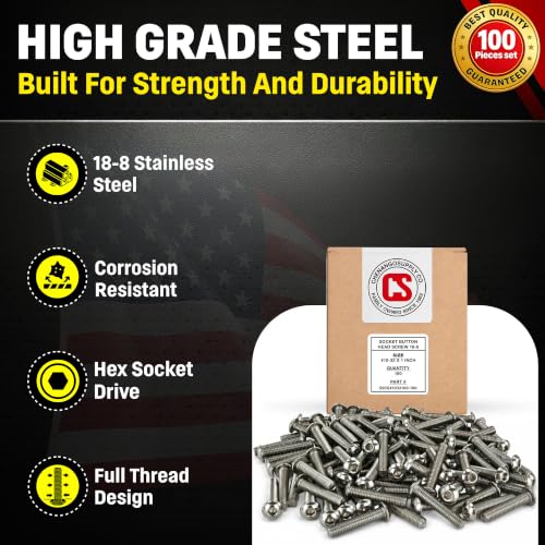 Chenango Supply 10-32 x 1 inch stainless socket button head cap screwikwembu