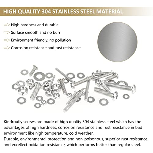 Kindroufly stainless steel button head socket cap screws, nuts and washers assortment kit, 1285 pieces