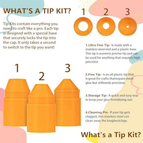 6-piece precision glue tips compatible with Elmer's 7g glue sticks for crafts, sewing, paper projects, and DIY