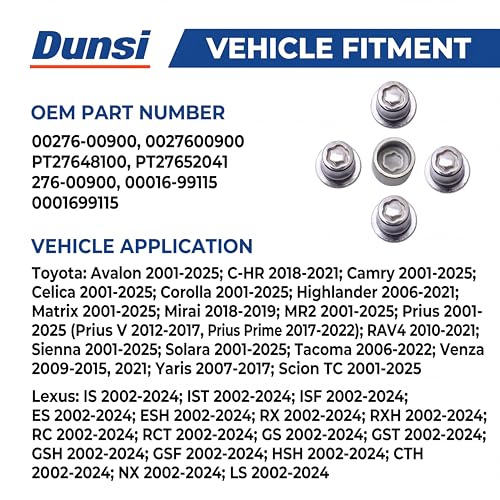 DUNSIHUI wheel lock lug nuts 00276-00900, M12 x 1.5, compatible with Toyota and Lexus vehicles