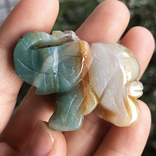 Amazonite Handcarved Elephant Statue Pocket Healing Figurine Sculpture 1.5" Amazonite