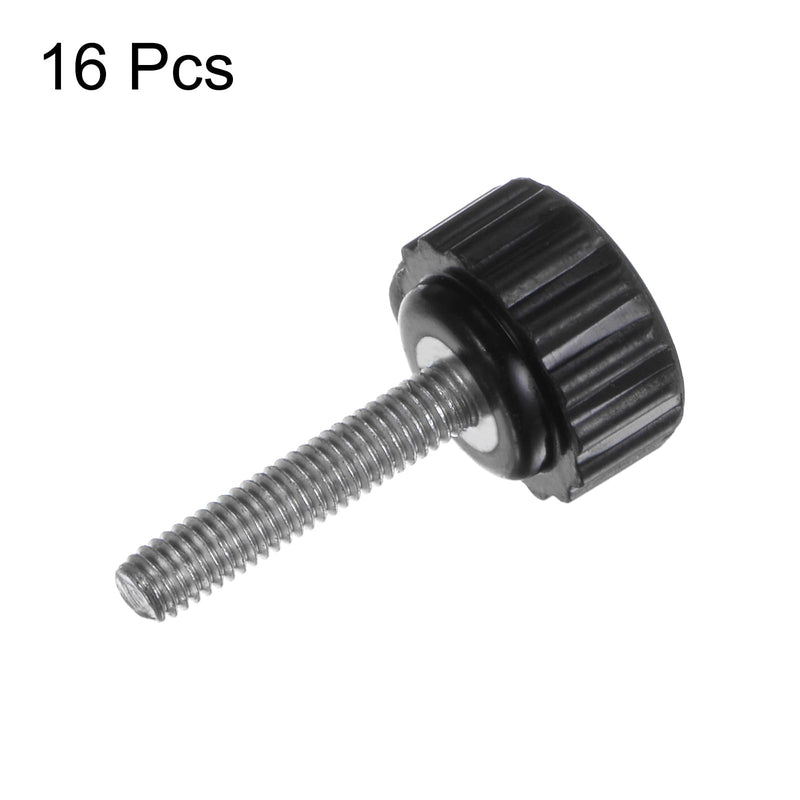 [Australia - AusPower] - 16pcs Knurled Knobs M4 x 20mm Male Thread 16mm Head Grip Plastic Metric Clamping Knobs Handles Thumb Screws with Threaded Stud, Black 