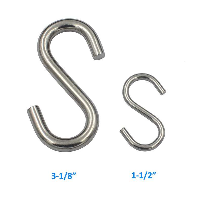 24 packs 304 Stainless Steel Small 1-1/2 inch Long S Hooks Loading 100 lbs 1-1/2" 24 packs