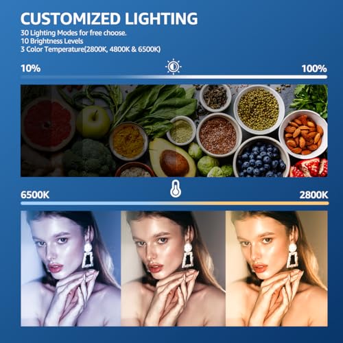 NiceVeedi LED Photography Lighting Kit, 2-Pack 8” Portable Video Light with 29" Adjustable Tripod Stand, 2800K-6500K Dimmable Softlight Studio Light for Zoom, Game Streaming, YouTube 8"