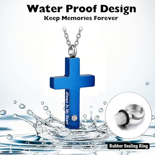6Piece Cross Urn Necklace for Ashes for Men Women Cremation Jewelry for Ashes Stainless Steel Urns Locket Necklace Ashes Holder Pendant 6Pcs-Black
