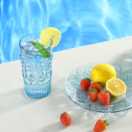 BELLAFORTE Shatterproof Plastic Tall Tumbler, Set of 4, 23oz - Unbreakable Drinking Glasses - Flower Beach Glasses Drinking for Gifting, Parties, Poolside, Home - Dishwasher Safe - BPA Free Tall Tumblers