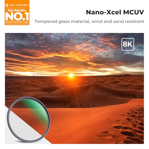 K&F CONCEPT 82mm MC UV Protection Filter Shockproof Tempered Optical Glass