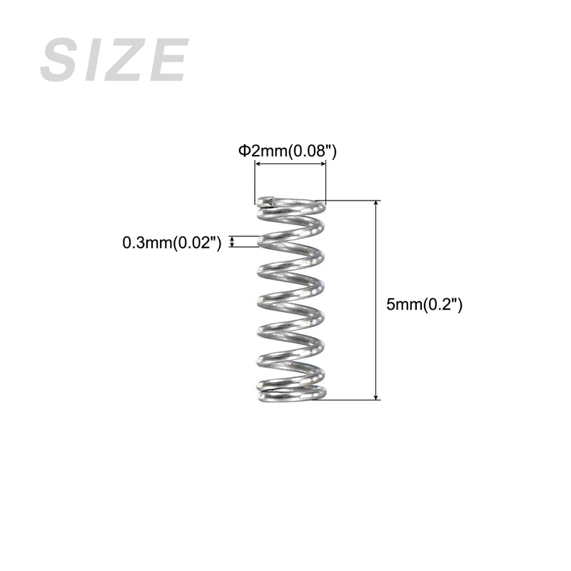 [Australia - AusPower] - Compression Springs (0.3x2mm OD,5mm Free Length) 10Pcs, 304 Stainless Steel Extension Spring - for Shop Home Repairs, DIY Projects, Silver Tone 0.3mm x 2mm x 5mm 