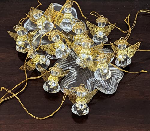 Angel Ornaments for Christmas Tree, Hanging Ornaments, Car Hanging Ornament Interior Decor, Clear, Pack of 12