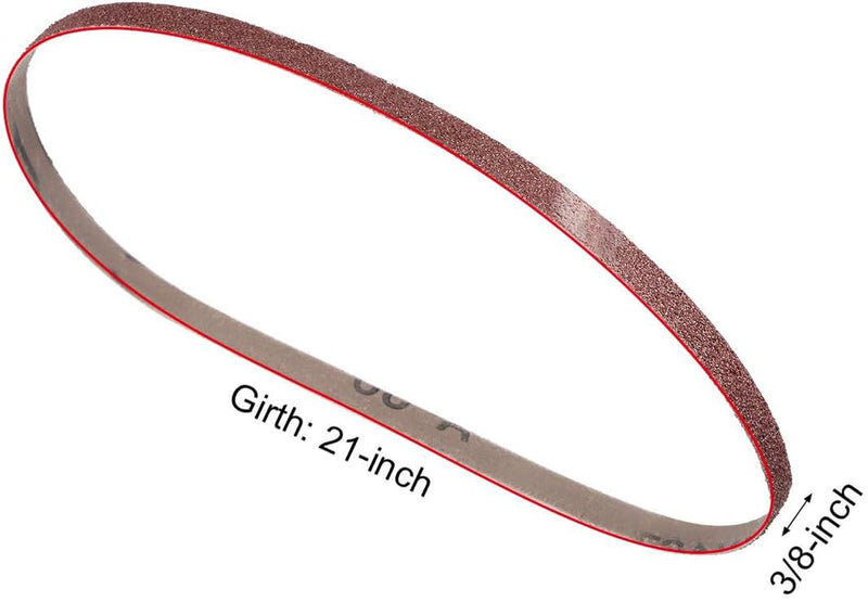 [Australia - AusPower] - 3/8 x 21 Inch Sanding Belt for Finishing Metal Drywall Polishing Sharpening 60 Grit 10pcs 
