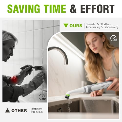 WORKPRO Cordless Crevice Cleaning Brush, 5500 RPM Cordless Scrubber
