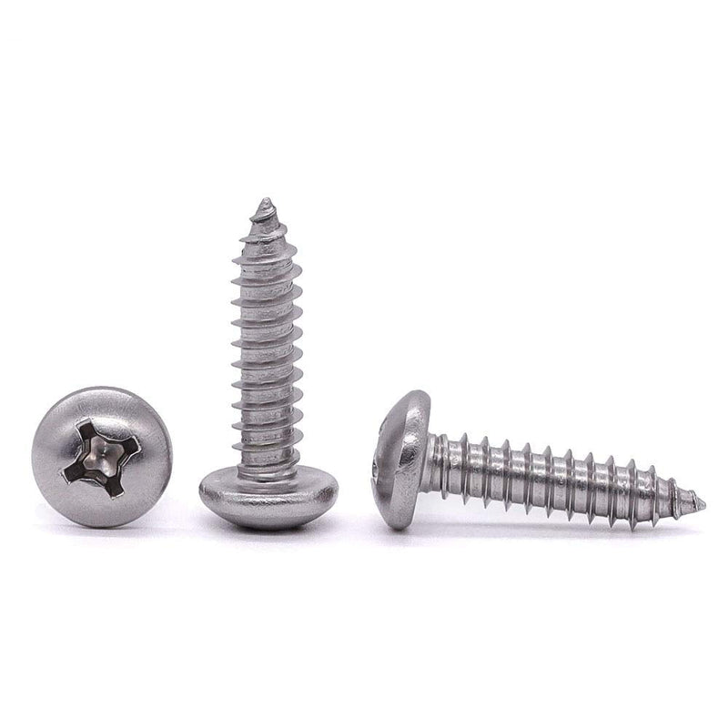 [Australia - AusPower] - #6 x 1/2" Pan Head Sheet Metal Screw, 304 Stainless Steel 18-8, Phillips Drive Self Tapping Screw, Round Head Wood Screw, Bright Finish, Full Thread, Pack of 100 #6 x 1/2" 