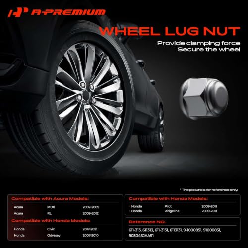 A-Premium M14-1.50 wheel lug nuts, set of 5, shown together for front or rear wheel fitment