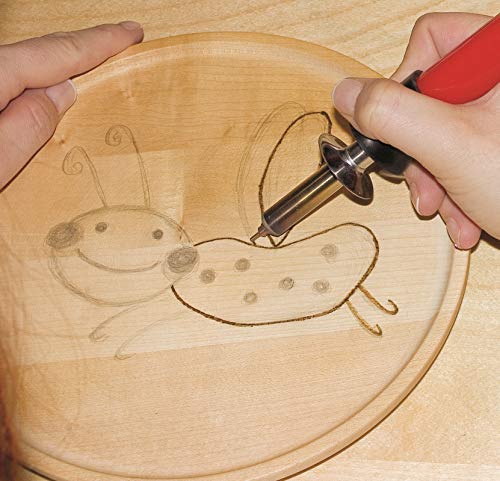 Pyrography Pen with 9 Tips and Stamps, for Burning and Writing, Drawing and Burning on Wood, Leather, Cork and Other Materials, Single