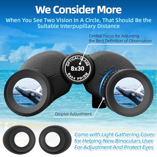 8x30 Binoculars for Adults & Kids with Tripod & Phone Adapter Black With Accessories