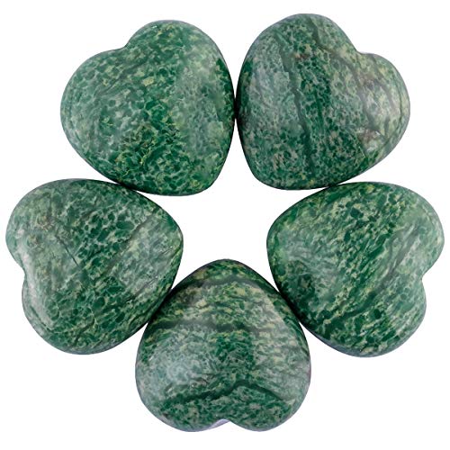 mookaitedecor 12 Pcs African Jade Heart Shaped Crystal Worry Stone 0.59 Inch
