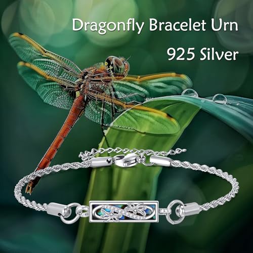 Dragonfly Urn Bracelet Sterling Silver Dragonfly Urn Bracelet for Ashes Memorial Jewelry Gift for Women Men