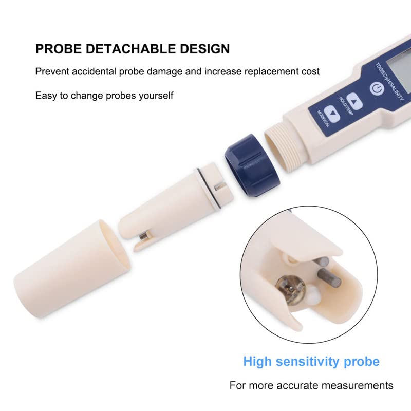 [Australia - AusPower] - 5 in 1 PH Meter Gomass 0.01 High Accuracy ph Tester Digital for Water TDS/EC/Salt/Temp/PH Pen, PPM Meter Water Tester Drinking Water, Hydroponics, Plants, Aquarium and Pool blue 