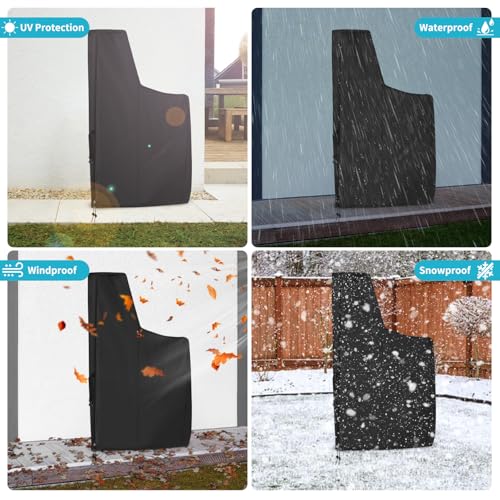 MUTUSHI black waterproof water softener cover with split zipper, drawstring, elastic buckle, and insulated design