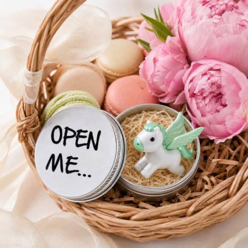 Mini Pegasus Statue in Tin – Winged Horse Good Luck Charm | Spiritual Gift for Women | Emotional Support Pocket Figurine with Inspirational Quote “Believe in Magic & Yourself” | Random Color