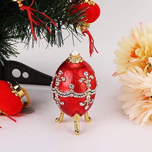 HEEPDD Enameled Easter Egg, Hand Painted Jewelry Trinket Box with Sparkling Rhinestones for Necklace Earring Small Items Home Desktop Decor Easter Day Collectible
