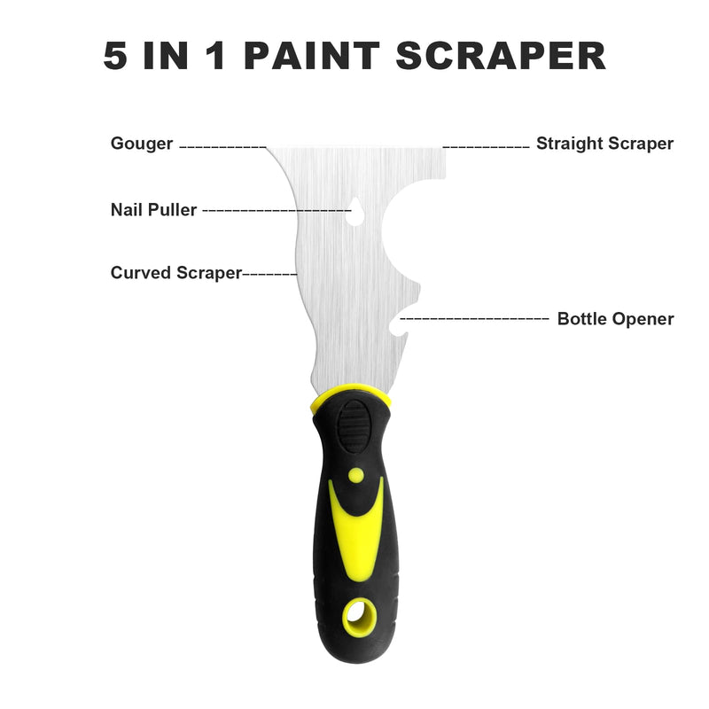 [Australia - AusPower] - Wire Brush Set 6Pcs, Scratch Brushes with Brass/Stainless Steel/Nylon Bristles & 2Pcs Paint Scrapers - Deep Cleaning for Paint Scrubbing, Rust & Dirt Removal and Kitchen Cleaner . Stainless Steel-1 