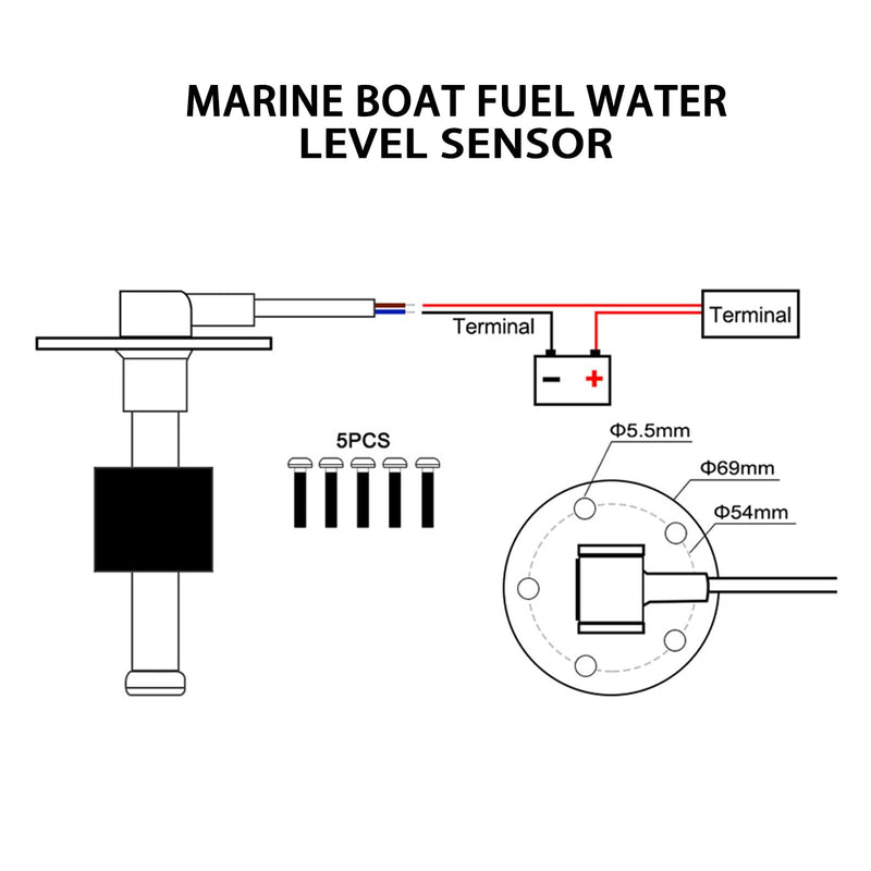 [Australia - AusPower] - Geloo Level Sensor, Stainless Steel Fuel Sending Unit Water Level Indicator Sensor Car Fuel Water Level Sensor for Fuel Water Indicator 0~190 Ohm (150 mm) 150mm 