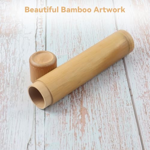 Klmnop 4 PCS Scattering Urns for Human Ashes Adult, 7.48''x 1.42'' Small Scattering Tubes with Black Velvet Bag, Biodegradable Urns for Male Women Pet(Natural) Bamboo-S
