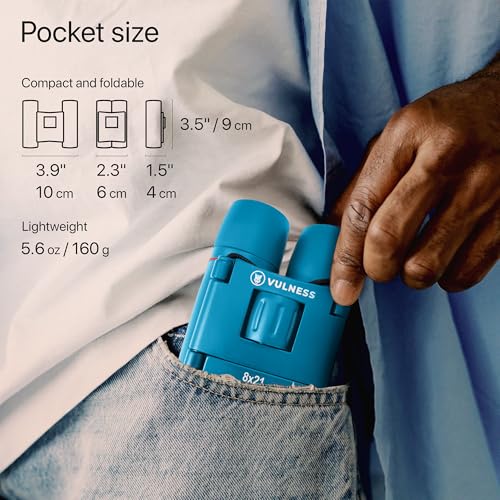 VULNESS Binoculars for Adults, Small Mini Travel Essentials, 8X21, Blue