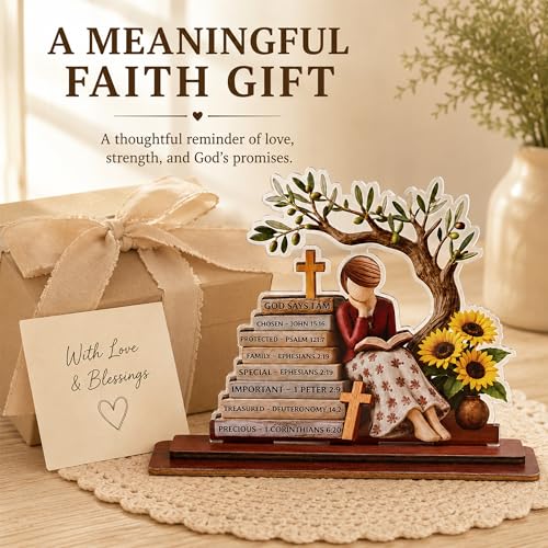 Religious Gifts for Women, God Says I Am Bible Verse Desk Decor for Her Kat-K- god says - ao do - hoa vang