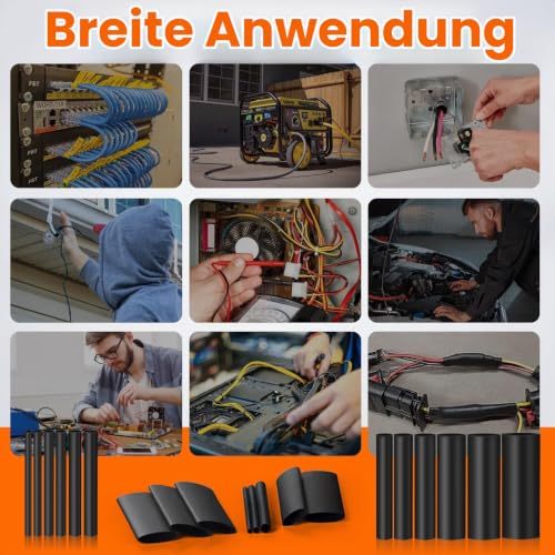 900 Piece Heat Shrink Tube Set, 2:1 Waterproof Heat Shrink Tubing, Heat Shrink Tubing, Perfect for Wire Connections, Cable Repairs and Electrical Insulation (12 Sizes) 900 pieces