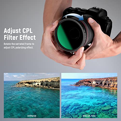 NEEWER 2 in 1 72mm Variable ND Filter ND2–ND32&CPL Filter(Circular Polarizer Filter) No X Cross/30 Layer Nano Coated/HD Optical Glass/Ultra Slim Aluminum Alloy Frame/Water Repellent/Scratch Resistant