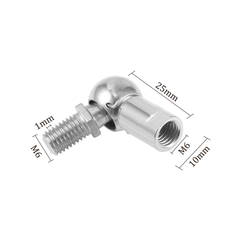 [Australia - AusPower] - 2pcs CS10 Angle Ball Joint - [M6x1.0 Right Female Thread, M6x1.0 Right Male Thread] Gas Spring Elbow Joint Fitting for Automotive, Hinged Door, Cupboard 