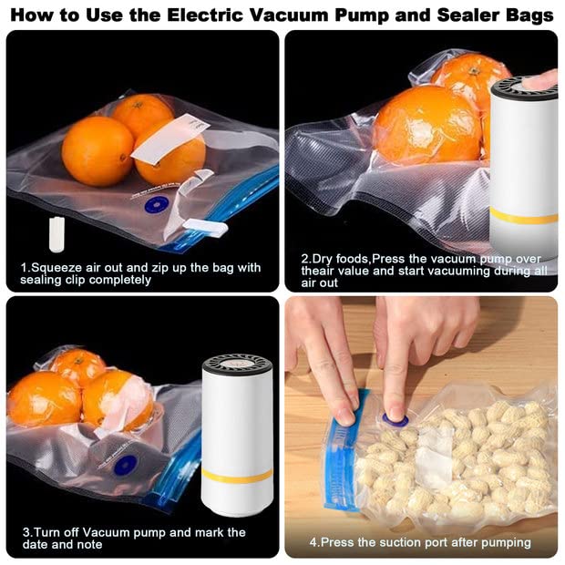 Portable Vacuum Sealer Set With 10 Vacuum Bags, Mini Bag Sealer Rechargeable Food Vacuum Pump Food Sealer Portable Mini Vacuum Sealers For Food Preservation Cooking