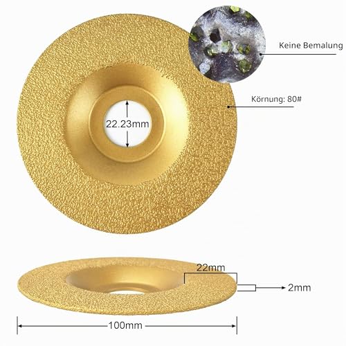 NBB Brazed Diamond Grinding Wheel, Dry or Wet Grinding on Granite, Marble, Ceramic, Tiles, Porcelain, Stone, Masonry with 22.23mm Shank, Connected to Angle Grinder (Medium, 1) Mittel, 100 mm