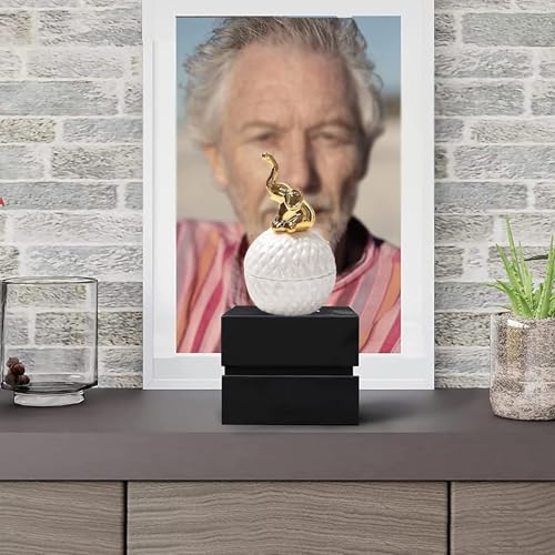 Small White Ceramic Elephant Decorative Urn for Ashes