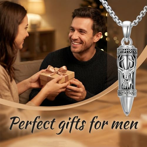 Bullet Urn Necklace for Ashes Cross Lion Eagle Deer Celtic Knot Necklace 02-DEER