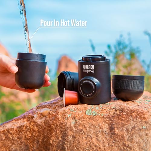 WACACO Minipresso NS, Portable Espresso Machine, Compatible Original NS Capsules, Travel Coffee Maker, Manually Operated from Piston Action Grey