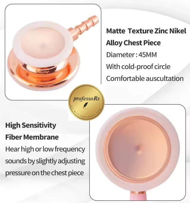 [Australia - AusPower] - White Stethoscope for Students Nurse Doctor, Beautiful Gold-Plated Stetho for Clinical Use, Professional high-sensitivity fiber membrane, Double Sided Stethoscope, estetoscopio medico 