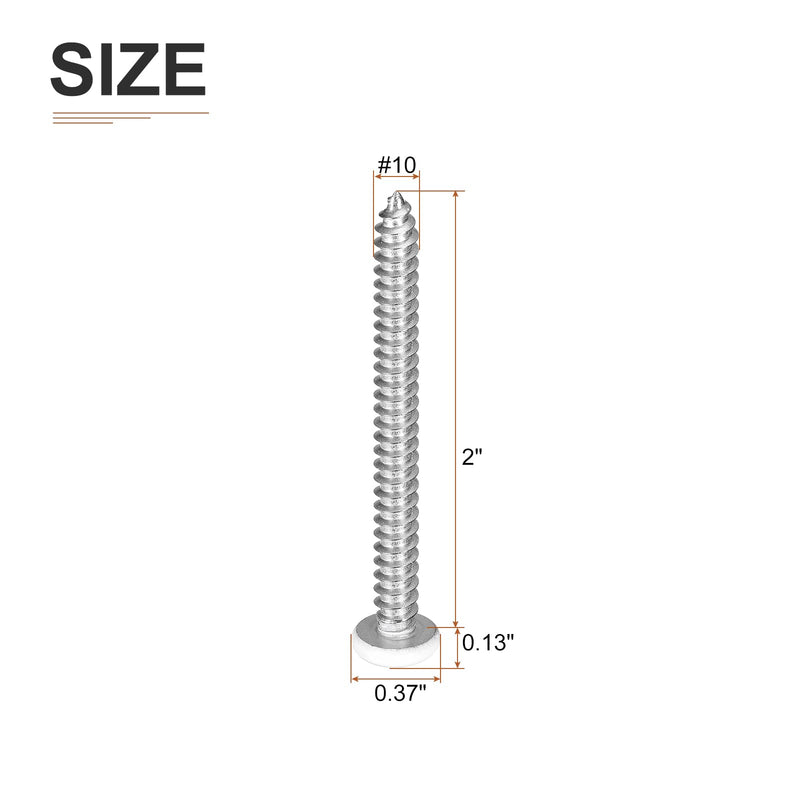 DTGN #10x2 White Screws 100Pack - 304 Stainless Steel Pan Head Phillips Sheet Metal Screw Self-Tapping Screw Wood Screws #10x2"